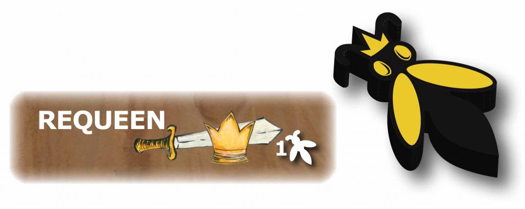 The requeen action and the queen bee meeple