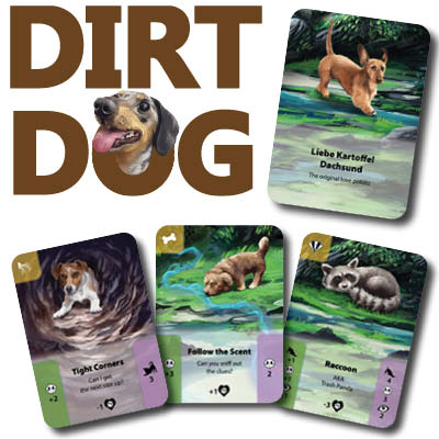 Some cards and title for Dirt Dog game